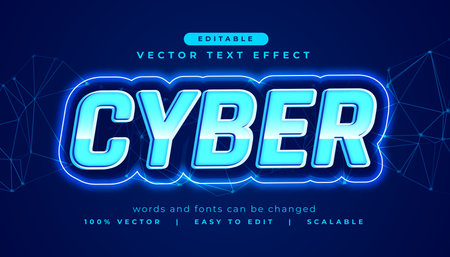 text effect style cyber editable mockup template vectorのイラスト素材