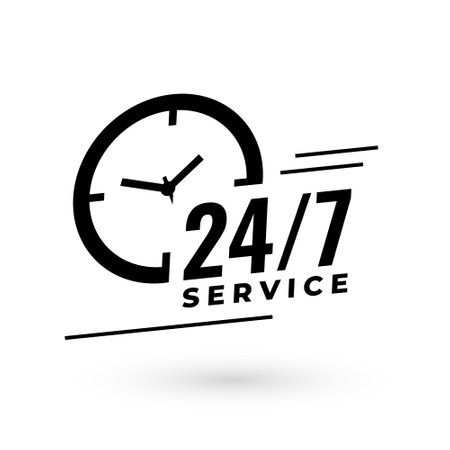 24 hrs and 7 days service availability background with clock sign vectorのイラスト素材