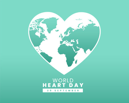 flat style 29th sept international heart day background with world map vectorのイラスト素材