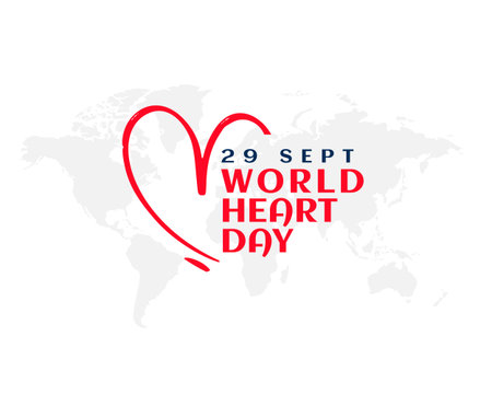 29th sept international heart day poster with world map design vectorのイラスト素材