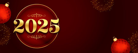 decorative 2025 golden lettering banner for new year festive vectorのイラスト素材