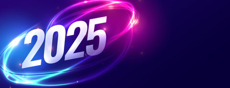 2025 new year celebration wallpaper with light effect vector