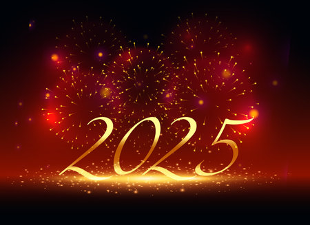 happy new year 2025 background with firework celebration vector