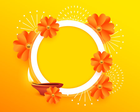 decorative shubh diwali festive yellow background with text space vectorのイラスト素材
