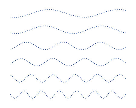 abstract dotted squiggly wavy line pattern in set vectorのイラスト素材