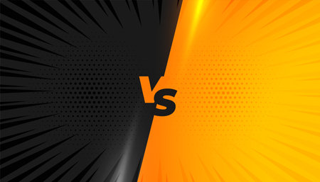 black and yellow versus vs radial banner with halftone effect vectorのイラスト素材