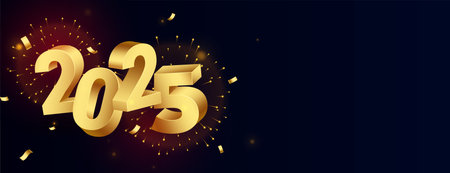 3d 2025 new year celebration banner with text space vector