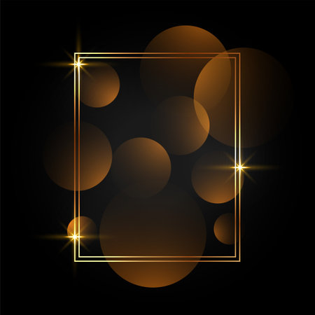 beautiful golden blank frame background with bokeh effect vectorのイラスト素材