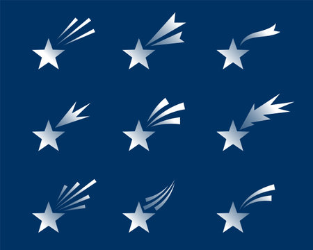 set of shooting stars trail icon element design vectorのイラスト素材