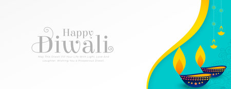 elegant happy diwali greeting wallpaper with artistic diya vectorのイラスト素材