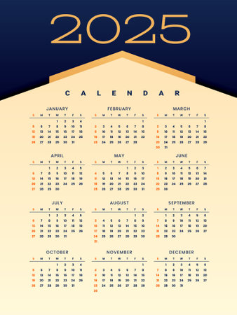premium style 2025 monthly calendar template office stationery vectorのイラスト素材