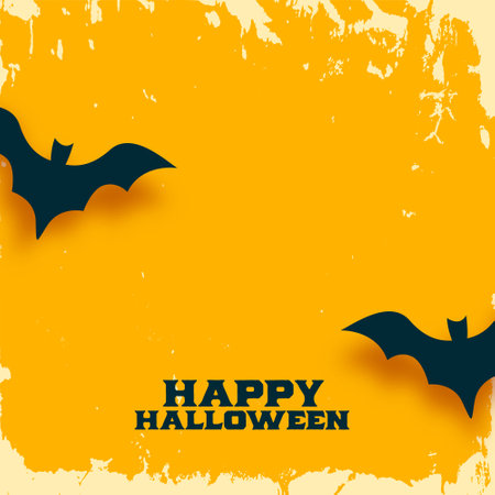 happy halloween holiday grungy background with creepy bat vectorのイラスト素材