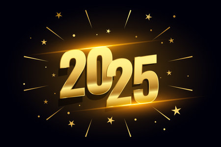 happy new year 2025 event background with bursting stars vector
