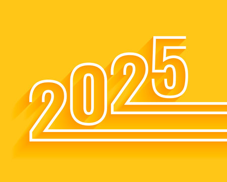 line style 2025 lettering yellow background for new year event vector