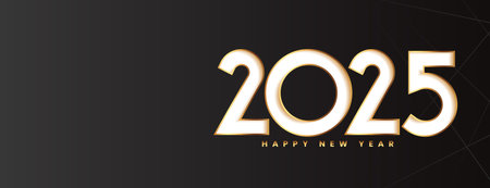 happy new year 2025 dark banner design vectorのイラスト素材
