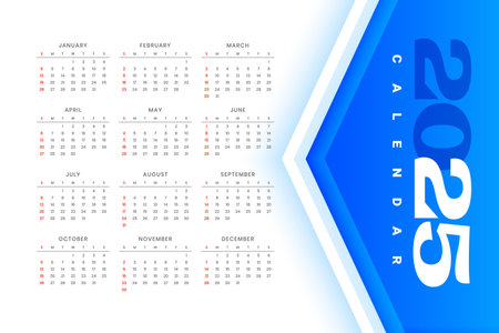 printable 2025 new year calendar template in business style vectorのイラスト素材