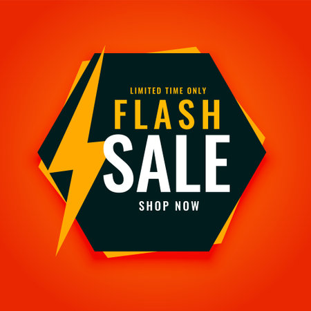 crazy and quick sale hexagonal background with thunder design vectorのイラスト素材