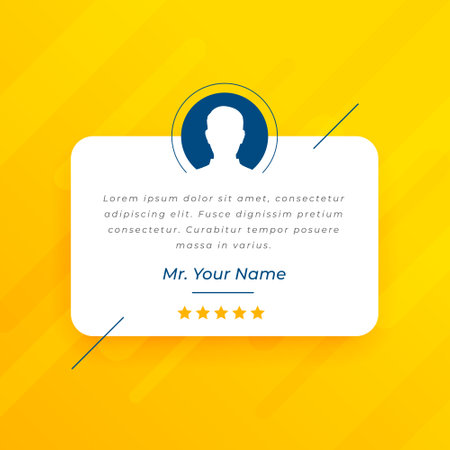 testimonial quote box yellow template for comment or feedback vectorのイラスト素材