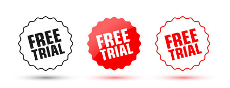 set of three free trial or demo badge sign design vectorのイラスト素材