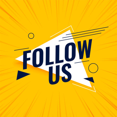 web follow us yellow template for digital channel or platform vectorのイラスト素材