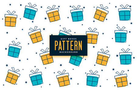 cute and decorative giftbox pattern background in line style vectorのイラスト素材
