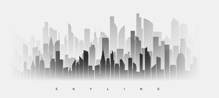 dark skyline metropolis dense downtown design vectorのイラスト素材