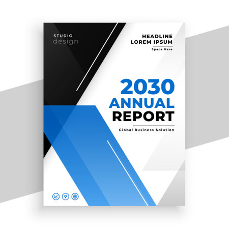 modern annual report business newsletter layout in blue theme vectorのイラスト素材