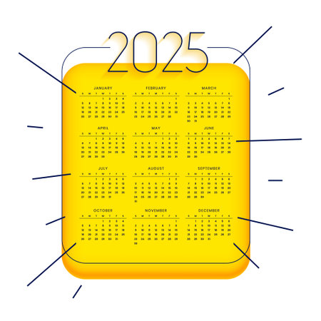 comic style 2025 full page calendar layout design vectorのイラスト素材