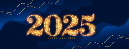 golden sparkling 2025 new year eve wallpaper design vectorのイラスト素材