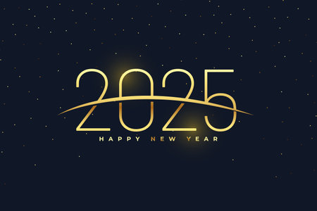 happy new year 2025 festive dark background design vectorのイラスト素材