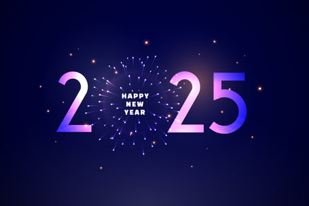 happy new year 2025 celebration card with firework decor vectorのイラスト素材