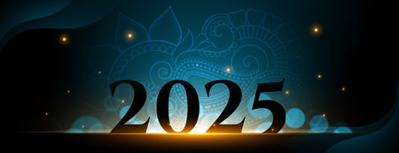paper style 2025 new year eve wallpaper with light effect vectorのイラスト素材