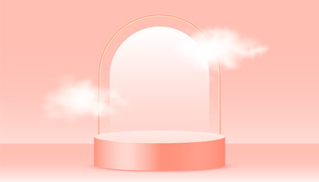 round 3d podium platform background for product presentation with smoke effect vectorのイラスト素材