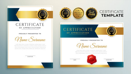 eye catching professional diploma of appreciation template in set vectorのイラスト素材