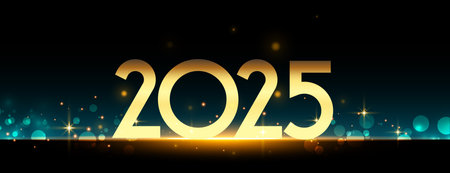golden 2025 new year festive banner with light effect vectorのイラスト素材