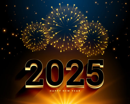 happy new year 2025 celebration background with firework decor vector