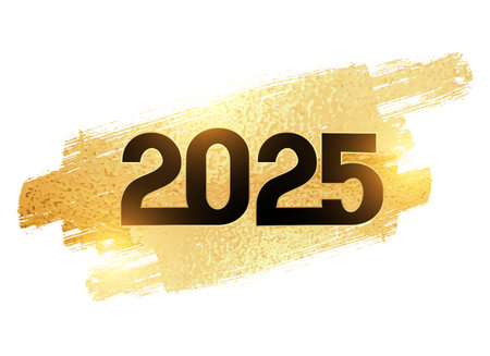2025 new year background with golden brushstroke effect vectorのイラスト素材