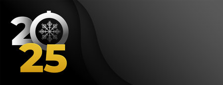 modern 2025 new year lettering dark banner with text space vectorのイラスト素材