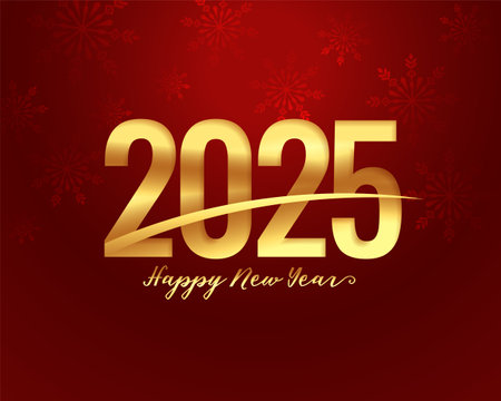 happy new year 2025 festive red background design vector
