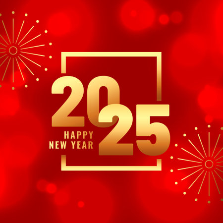 happy new year 2025 red background for social media post vectorのイラスト素材