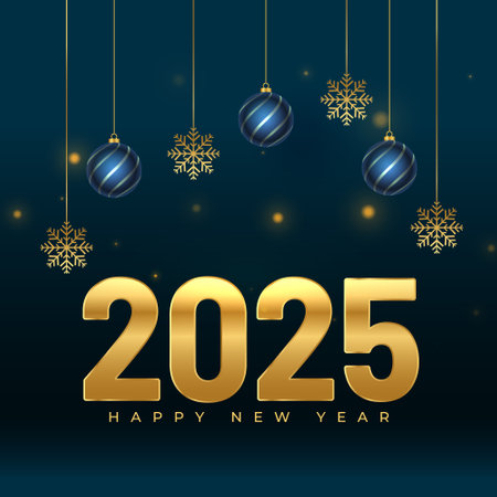 decorative happy new year 2025 event background vectorのイラスト素材