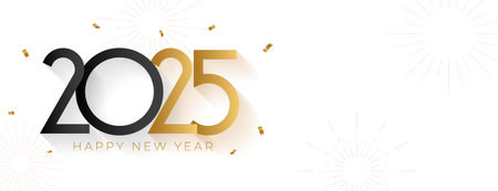 2025 new year wishes banner with golden confetti vectorのイラスト素材