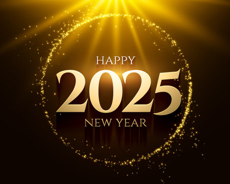 beautiful 2025 new year background with glitter and light effect vectorのイラスト素材