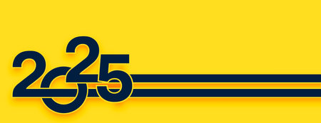 2025 new year greeting yellow wallpaper in modern style vectorのイラスト素材