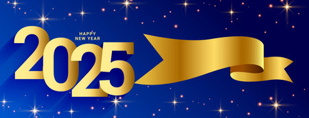 decorative happy new year 2025 wallpaper glitter effect vectorのイラスト素材