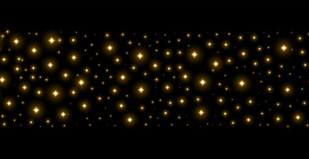 golden and shiny stardust particle on dark background vectorのイラスト素材