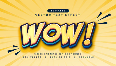 3d bold wow text effect editable word vectorのイラスト素材