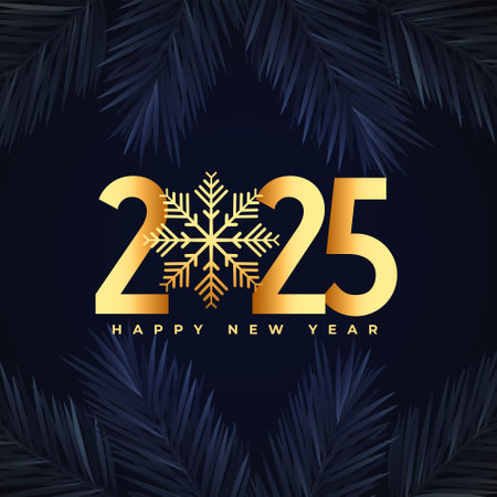 2025 new year eve background with golden snowflake vectorのイラスト素材