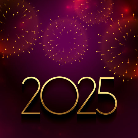 2025 new year celebration background with firework decor vectorのイラスト素材