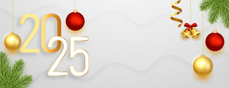 happy new year 2025 greeting banner with text space vectorのイラスト素材